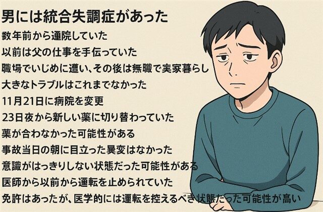 男には精神疾患があった　母親が語った「服薬変更」と「運転禁止」