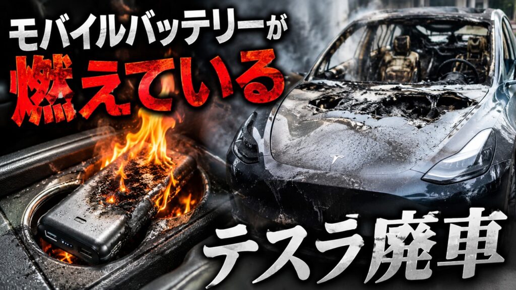 愛車テスラがまさかの廃車…原因はモバイルバッテリー発火　YouTuberおのださんの悲劇が話題に