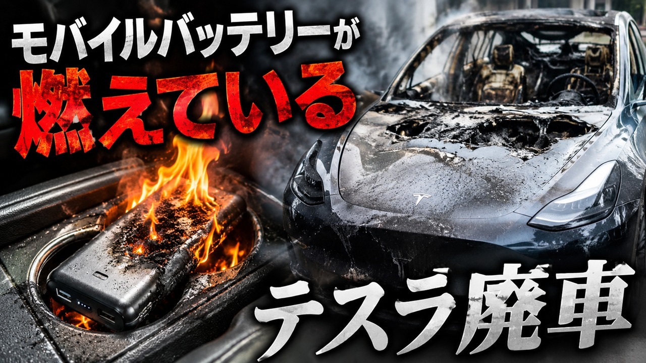 愛車テスラがまさかの廃車…原因はモバイルバッテリー発火　YouTuberおのださんの悲劇が話題に